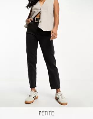 Stradivarius Petite slim mom jeans with stretch in black | ASOS | ASOS (Global)