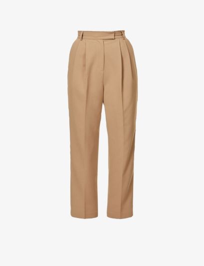 Womens Latte Bea Tapered High-rise Stretch-crepe Trousers L | Selfridges