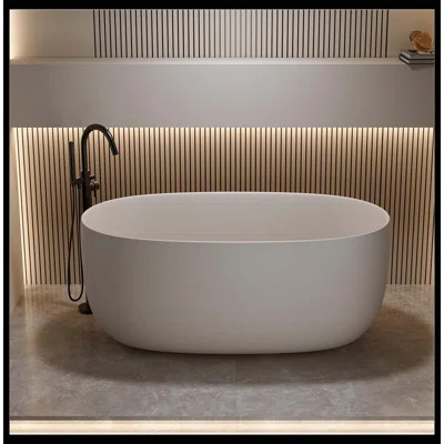 47'' Freestanding Bathtub Resin Stone Soaking Bathtub Solid Surface Modern Tubs with Overflow and Pop-up Drain | Wayfair North America