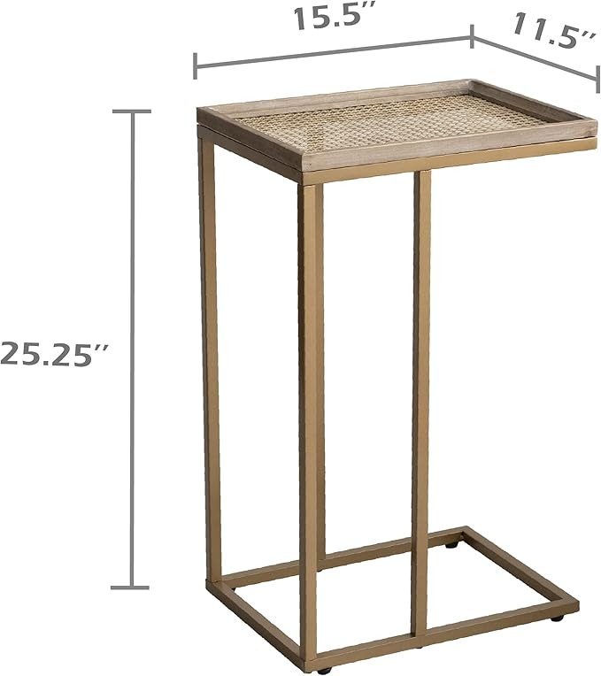 COZAYH Farmhouse C Table Couch End Table, Metal Distressed Woven Pattern Tray Top Snack Side Tabl... | Amazon (US)