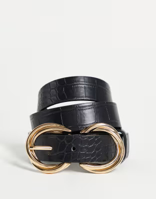 My Accessories London waist and hip belt with double buckle in black | ASOS (Global)