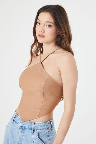 Cropped V-Hem Halter Top | Forever 21