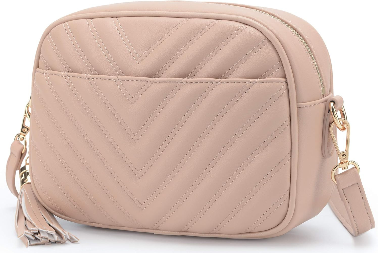 Lola Mae Quilted Crossbody Bag, Medium Lightweight Shoulder Purse Top Zipper Tassel Accent | Amazon (US)
