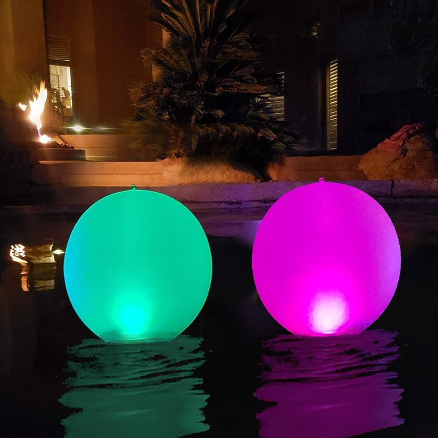 Floating Pool Lights Inflatable Waterproof IP68 Solar Glow Globe,14” Outdoor Pool Ball Lamp 4 C... | Amazon (US)