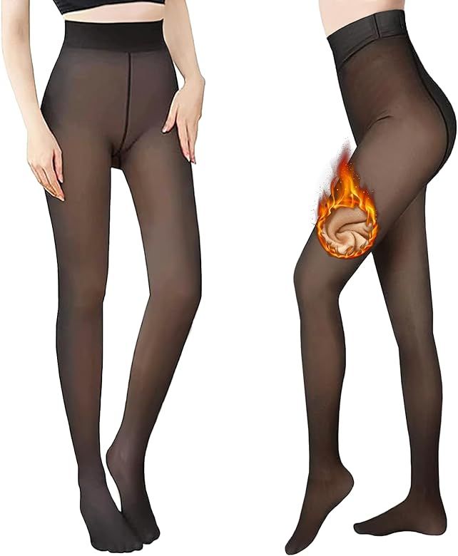 DQCUTE 220g More Warmth Black Tights for Women Fleece Lined Tights High Waist Sexy Opaque Thermal... | Amazon (US)