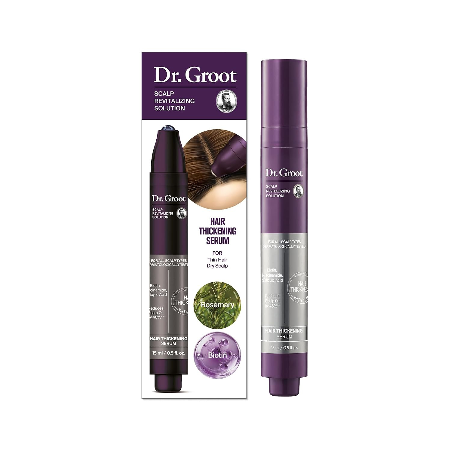 Dr. Groot Hair Thickening Serum For Hair loss, Thinning Hair, Korean Hair Care, Scalp Treatment, Clinically Tested, Thicker Hair, Reduces Oil, Roll On | Amazon (US)