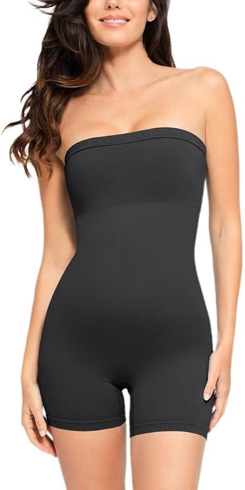 Popilush The Shapewear Romper Tube Jumpsuit- Strapless Yoga Jumpsuit for Women Built in Bra Bodys... | Amazon (US)