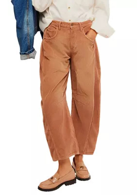 Free People Women's We the Free Good Luck Mid Rise Corduroy Barrel Jeans, 25 | Belk