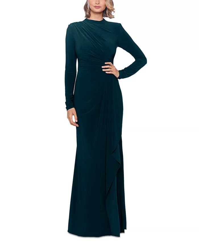 Women's Ruched Slit Long-Sleeve Dress | Macy's