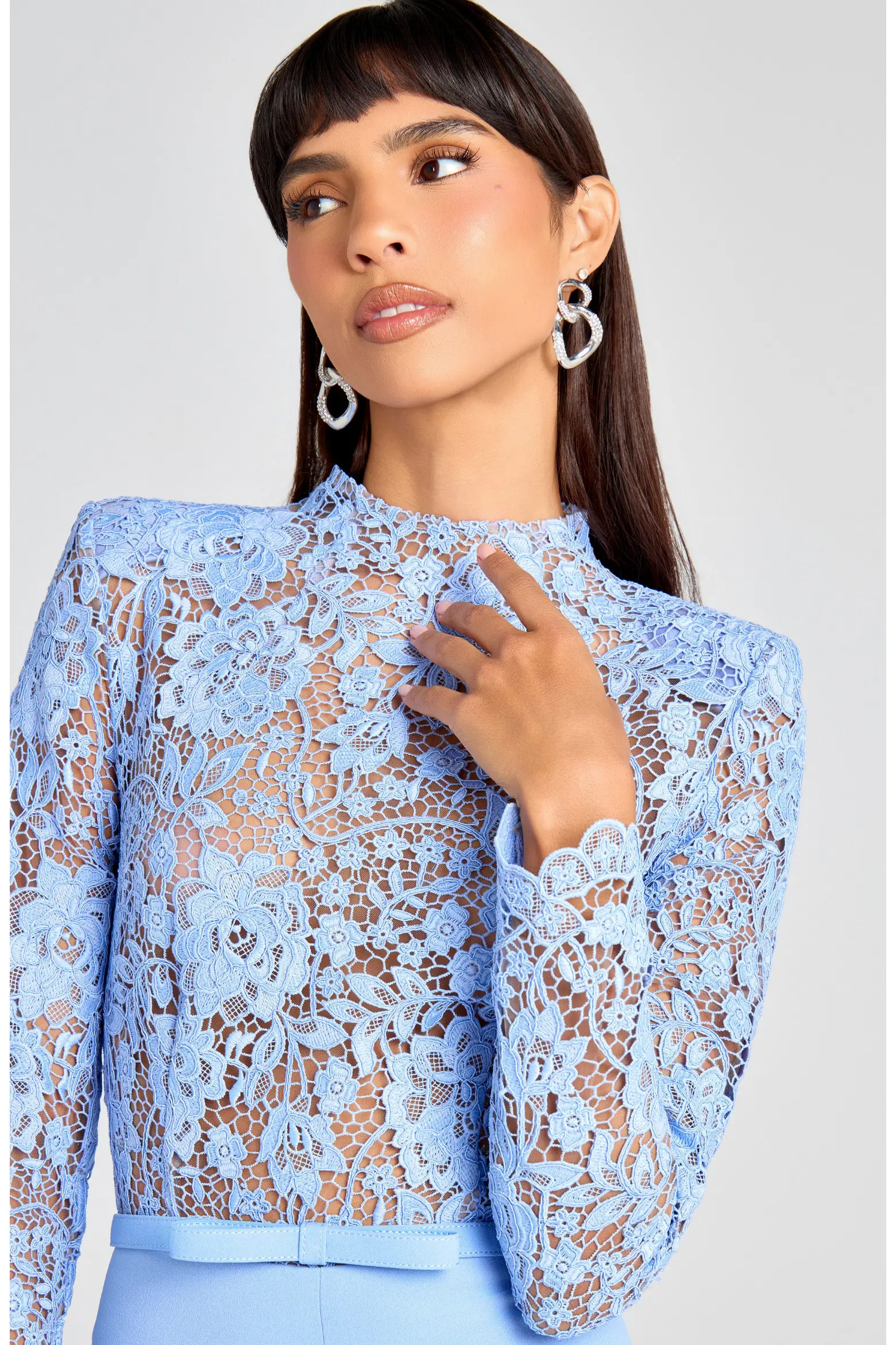 NADINE MERABI Maddie Lace Long Sleeve Wide Leg Jumpsuit (Women) | Nordstrom | Nordstrom