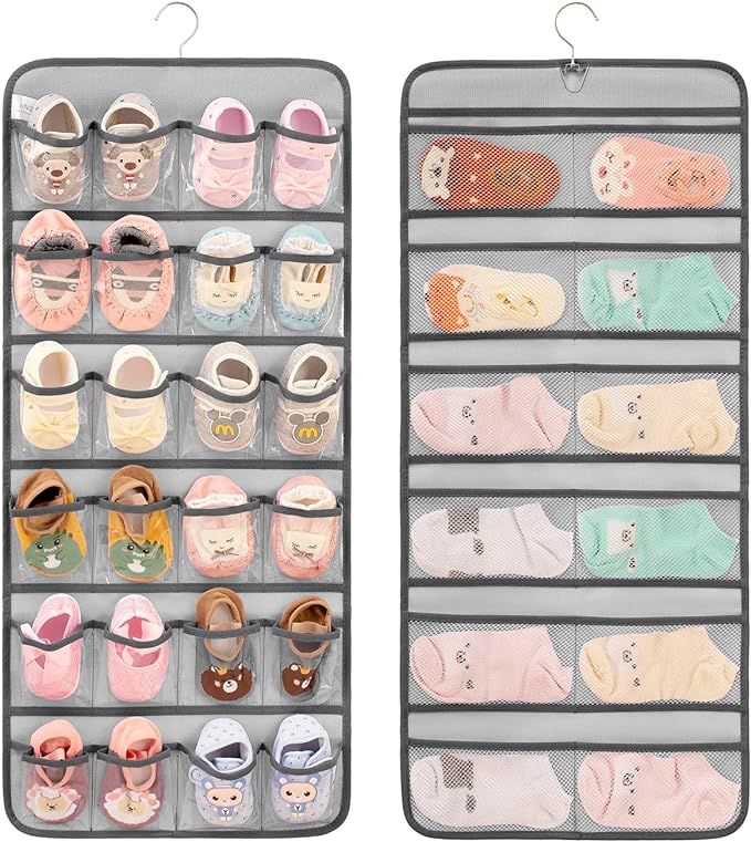 ANIZER Dual-sided Hanging Baby Shoes Organizer Closet Toddler Shoe Storage Holder for Kids Bow So... | Amazon (US)