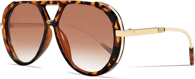 GUVIVI Retro Gold Aviator Sunglasses for Women Men, 2025 Metal Oversized 70s Aviators Black Sun G... | Amazon (US)