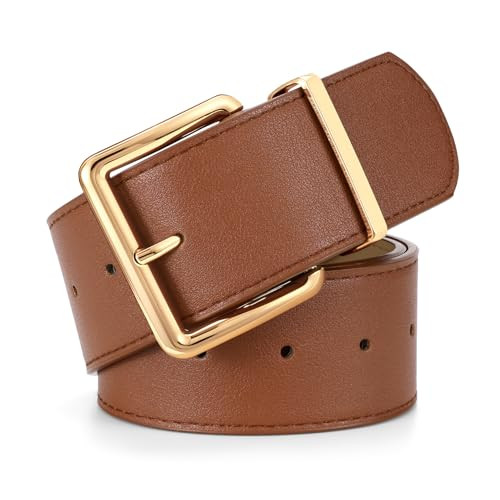 WERFORU Women Wide Belt for Dresses Thick Leather Belt with Big Gold Buckle Fahion Women Chunky B... | Amazon (US)