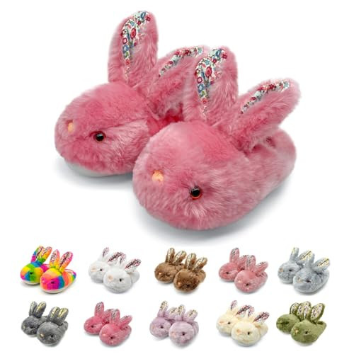 Sutexle Women's Fluffy Rabbit Slippers with Floral Ears Plush Bunny Bedroom House Shoes Plus Size Adult Cotton Cute Indoor Winter Non Slip Animal Slipper for Men Girls Youth | Amazon (US)