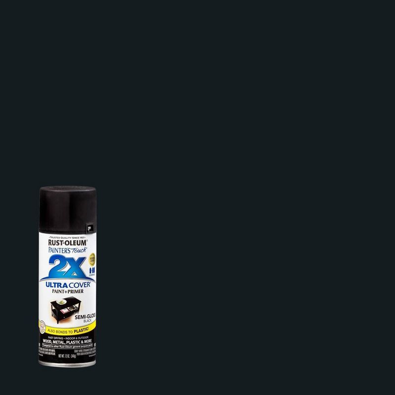 Rust-Oleum 12oz 2X Painter&#39;s Touch Ultra Cover Semi-Gloss Spray Paint Black | Target