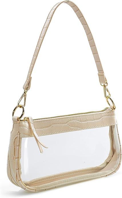 Clear Shoulder Handbag PVC Classic 90s Purse Women Vegan Leather Crocodile Crossbody Bag | Amazon (US)