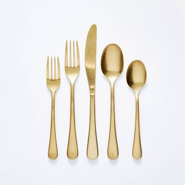 5pc Stainless Steel Flatware Set Gold - Threshold™ designed with Studio McGee | Target