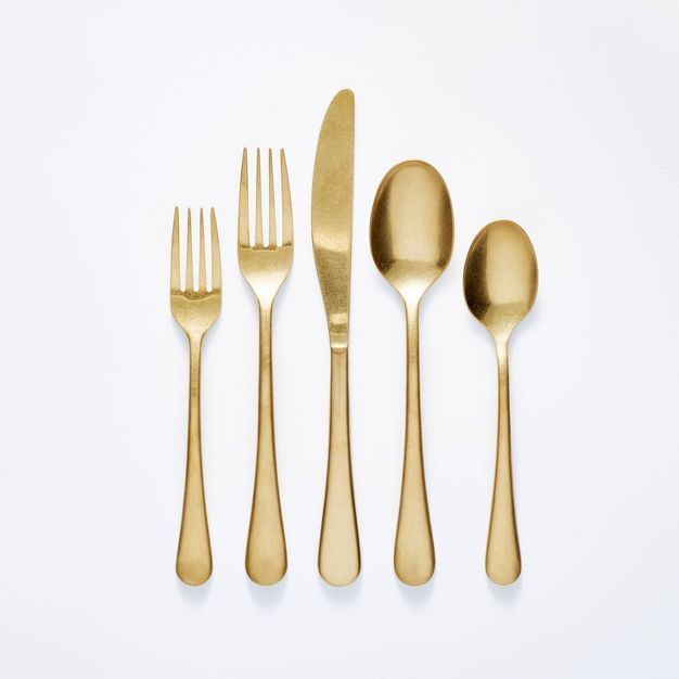 5pc Stainless Steel Flatware Set Gold - Threshold™ designed with Studio McGee | Target