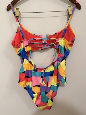 No Boundaries Multicolor Geometric Cutout One-Piece Swimsuit L | eBay | eBay US