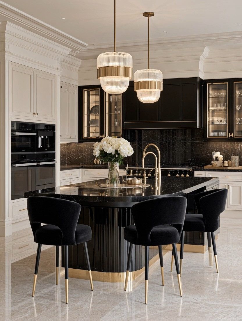 You don’t need a black kitchen to bring the drama of black into your kitchen.

In fact, we’d steal just two details from this room: black velvet bar stools with gold accents and a brushed gold faucet.

Black velvet is timeless. It brings depth and sophistication without overwhelming the room, while those small gold details add just enough warmth and elegance. Pair the stools with a brushed gold faucet and suddenly your kitchen island feels more intentional, polished and luxurious.

It’s also an easy way to experiment with black without committing to cabinetry, countertops or an entire wall.

Sometimes the best upgrade isn’t changing the kitchen—it’s changing what you bring into it.

Explore our curated black velvet bar stools and brushed gold faucets to create the look.

#blackvelvet #barstools #kitchenupgrade #kitchendesign 

 #LTKHome
