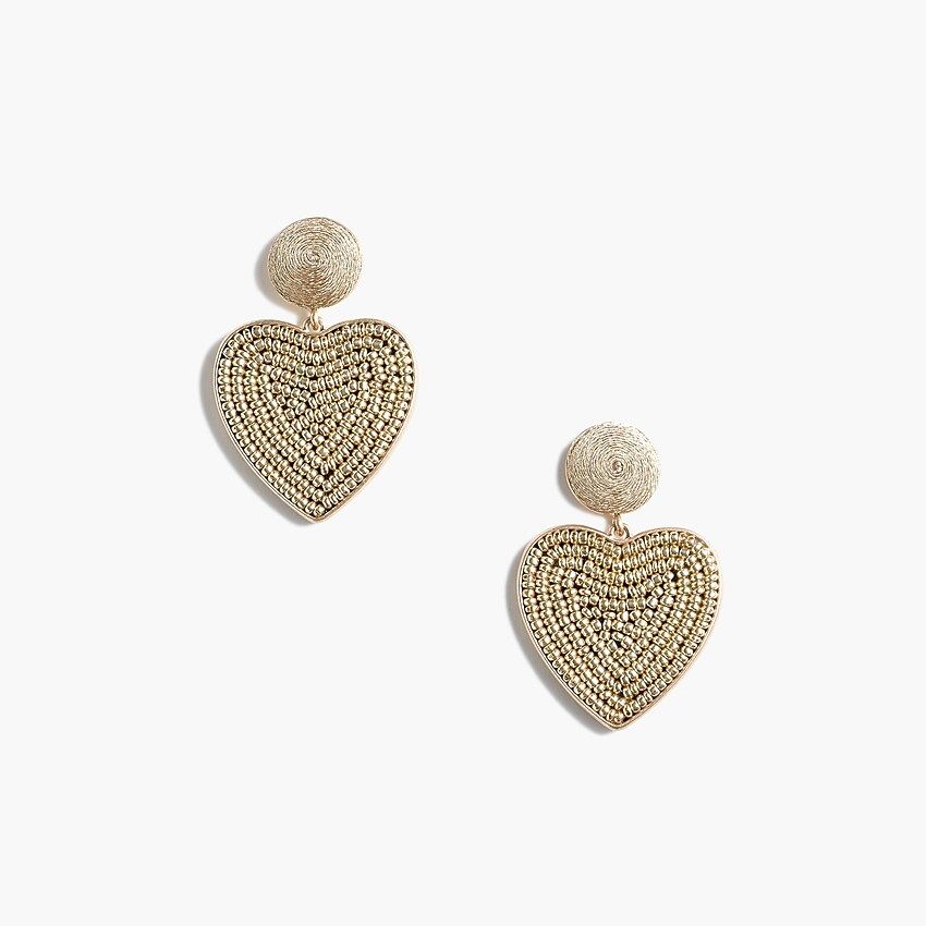 Beaded heart drop earrings | J.Crew Factory