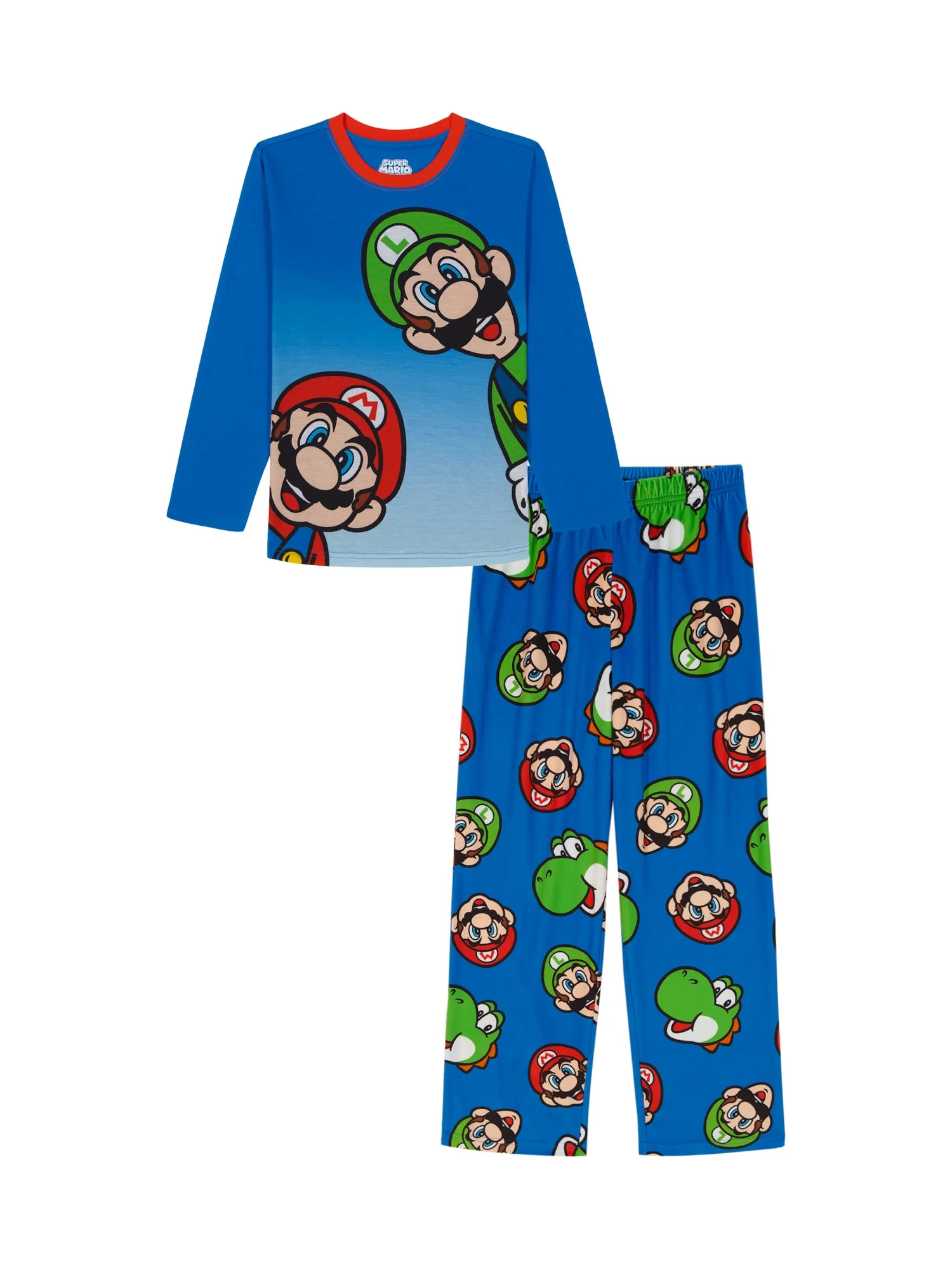 Nintendo Boys Long Sleeve Top and Pants Pajama Set, 2-Piece, Sizes 4-12 | Walmart (US)