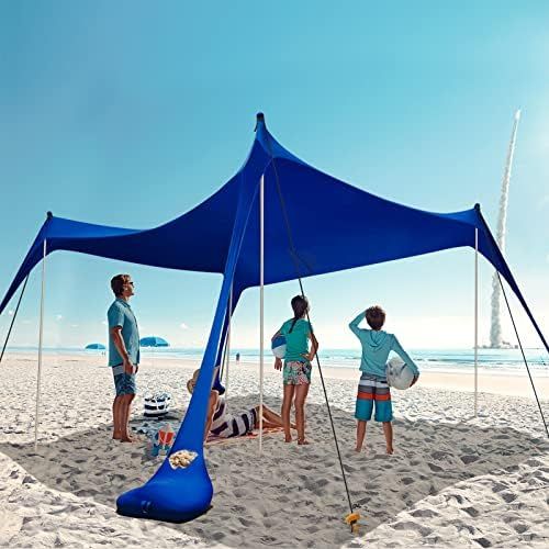 2022 Upgraded Beach Tent Pop Up Shade, HARBLAND 10X10 FT UPF50+ Beach Canopy with 8 Tent Stakes, 4 S | Amazon (US)