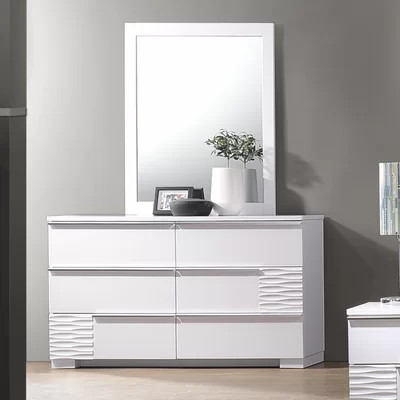Raffaele 6 Drawer Double Dresser with Mirror | Wayfair North America