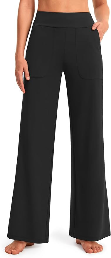 AFITNE Womens Wide Leg Yoga Pants with Pockets High Waist Stretch Dress Casual Pants Loose Lounge... | Amazon (US)