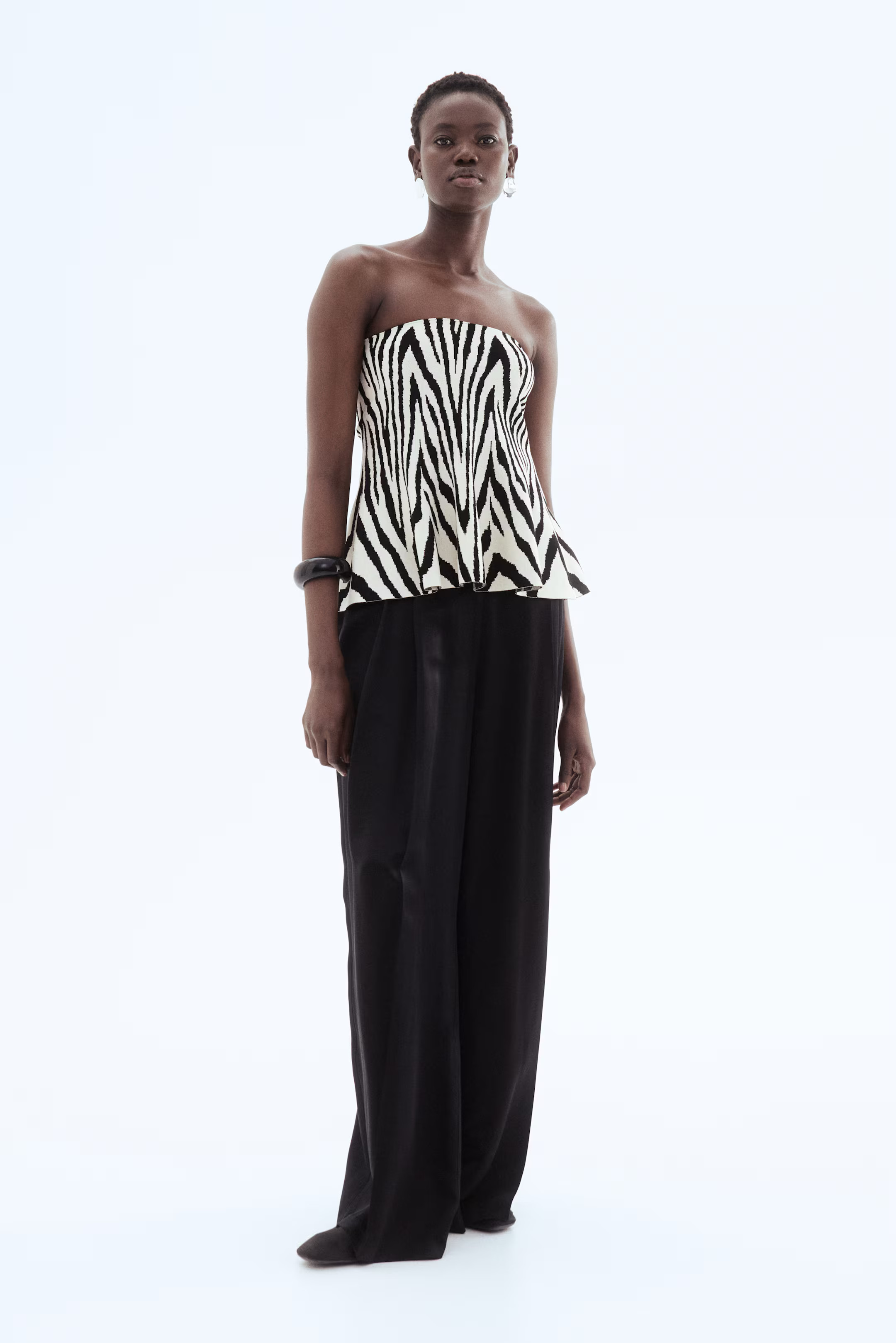 Jacquard-Knit Peplum Top | H&M (US + CA)