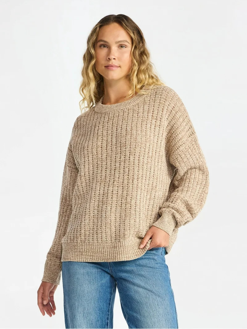 Time and Tru Women's and Women’s Plus Textured Stitch Sweater, Midweight, Sizes XS-4X | Walmart (US)