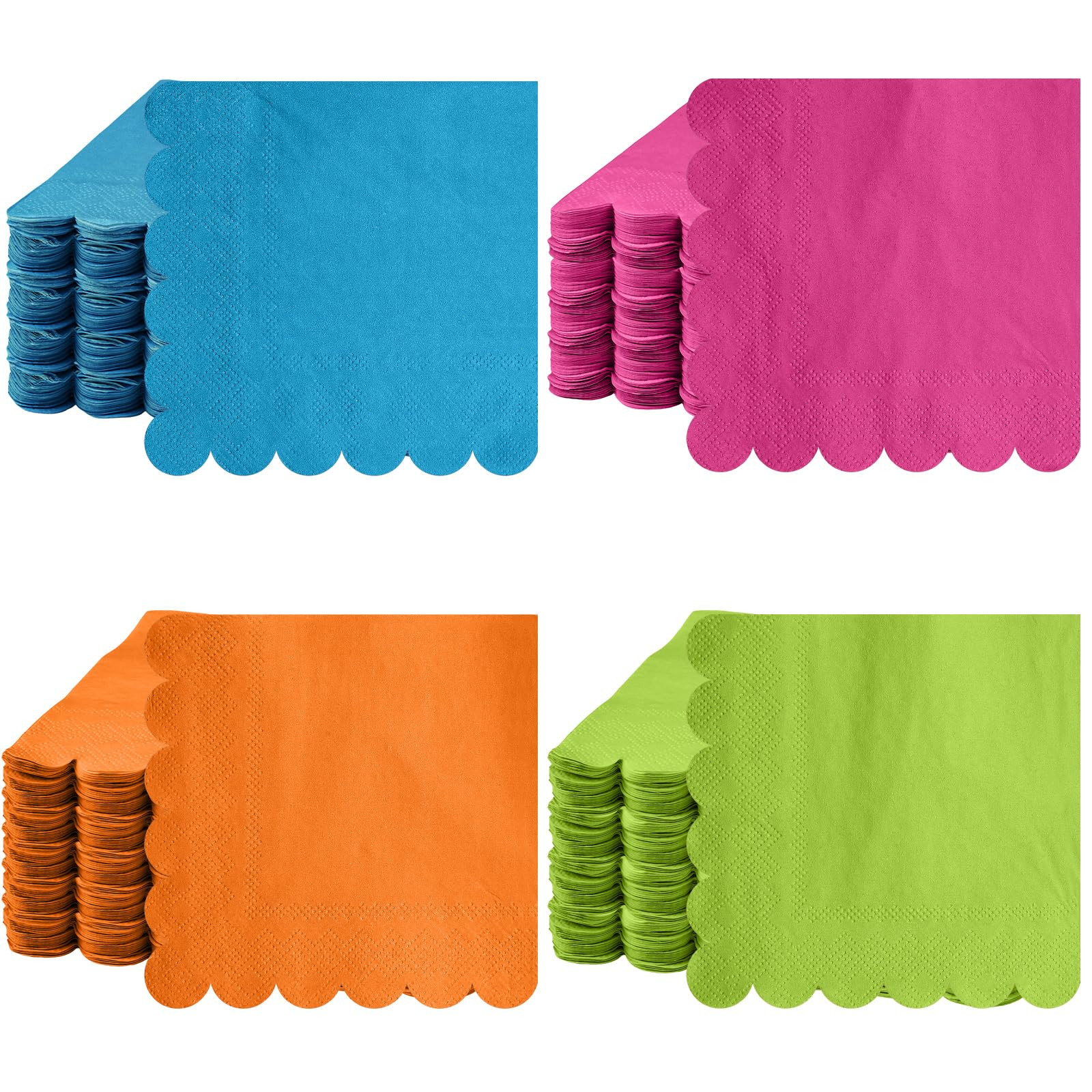 Yeaqee 100 Pcs Neon Colored Scalloped Napkins Paper Cocktail Napkins 2 Ply Bright Beverage Paper ... | Amazon (US)