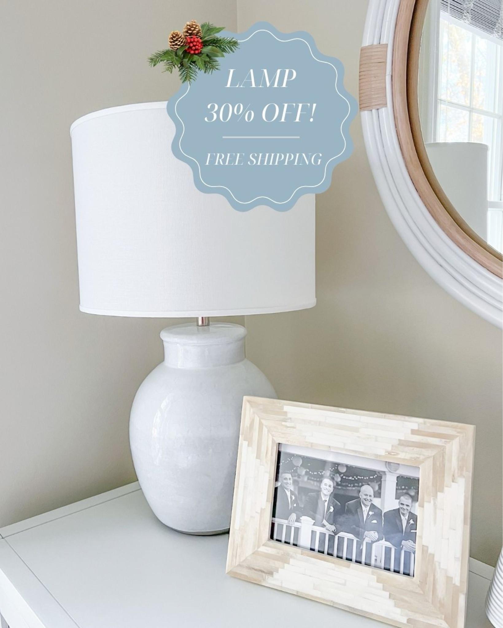 This is the prettiest light blue lamp! I originally bought it for my guest room but loved it so much I moved it out to my living room so I could see it more!
-
coastal home decor, black friday sales, cyber monday sales, coastal table lamps, blue lamps, living room lamps, nightstand lamps, side table lamps, serena & lily lamps, coastal mirrors, amazon mirrors, round mirrors, rattan mirrors, bedroom lamps, lamps on sale, coastal style, beach house decor, beach house lamps

#LTKHome #LTKCyberWeek #LTKSaleAlert