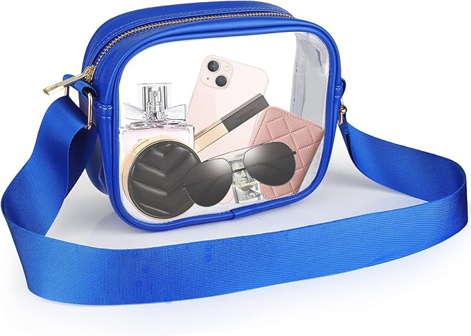 MOMSIV Clear Bag Stadium Approved, Leather Clear Crossbody Bag with Adjustable Strap Clear Stadiu... | Amazon (US)