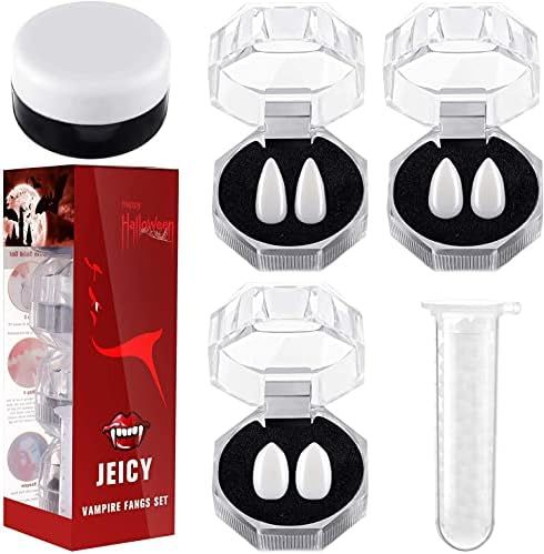 Jeicy Vampire Fangs Teeth Set for Halloween Cosplay Party Favors 3 Pairs (13mm,15mm,17mm) | Amazon (US)