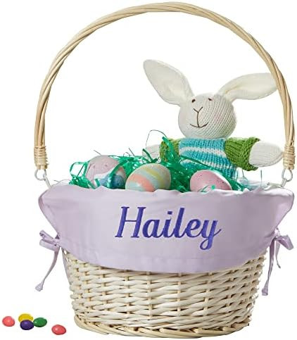 Personalization Universe Personalized Classic Easter Basket – Embroidered Soft Lavender Basket ... | Amazon (US)