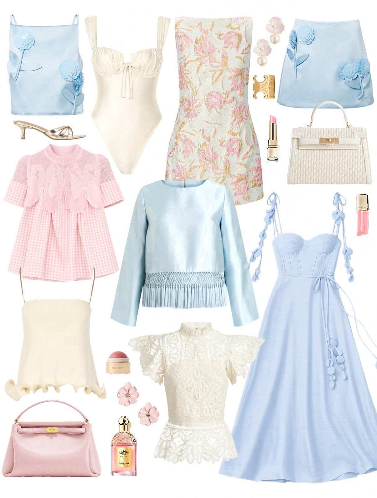 New spring arrivals 🌸 spring dresses spring outfits 2026 Zimmerman look for less blue dress pink top tassel tops classic timeless style floral flower lace eyelet pink bag ivory swimsuit one piece beach vacation outfit ideas Amazon fashion 