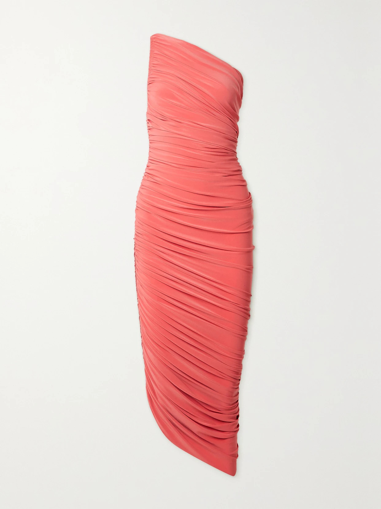 Norma Kamali - Diana Asymmetric One-shoulder Ruched Stretch-jersey Dress - Pink | NET-A-PORTER (US)
