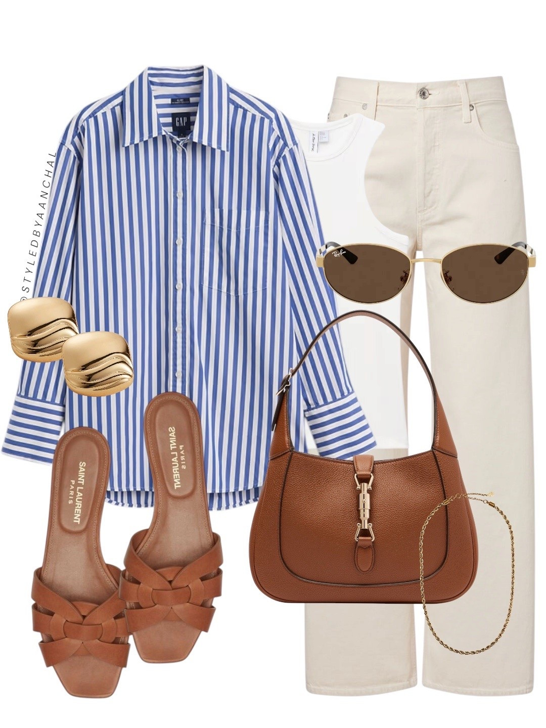 Blue striped shirt outfit with tan accessories 


Blue striped shirt
Tan Gucci Jackie 
Round sunglasses 
Revolve
Gap
Classy chic

#LTKsummer #LTKstyletip #LTKmodest