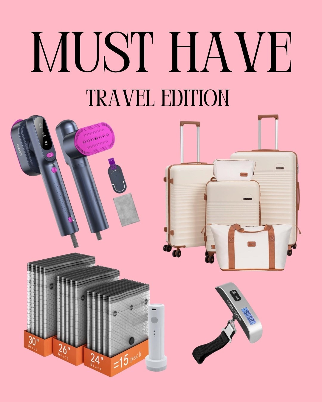 ✈️ Travel smarter, not harder.

These are the travel essentials I never stop recommending, and they’re all Prime Day deals! 🙌 From wrinkle-free outfits to organized packing and avoiding overweight luggage surprises, these finds make every trip so much easier.

Grab them before the deals disappear. 💕🧳

#LTKdayinmylife #LTKgrwm #LTKSaleAlert