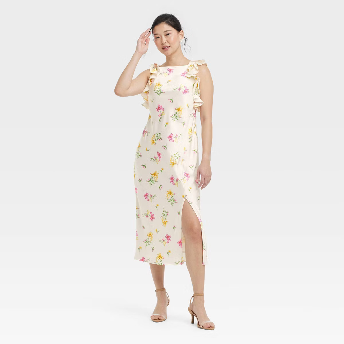 Women's Ruffle Sleeve Satin Maxi Dress - A New Day™ | Target