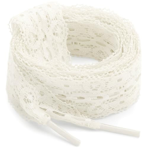 Flat Lace Fancy Shoelaces: 3CM Wide Lace Shoe Laces for Women - 2 Pairs | Amazon (US)