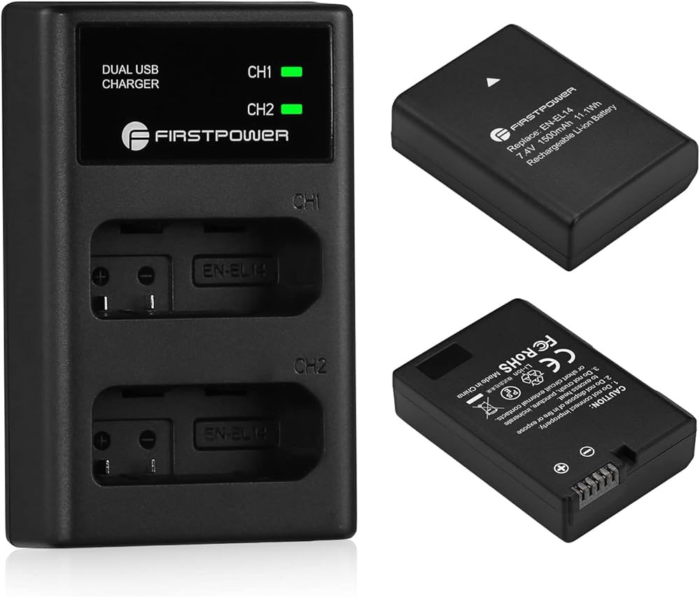 FirstPower EN-EL14/EN-EL14a Battery and USB Dual Charger Compatible with Nikon D3100 D3200 D3300 ... | Amazon (US)
