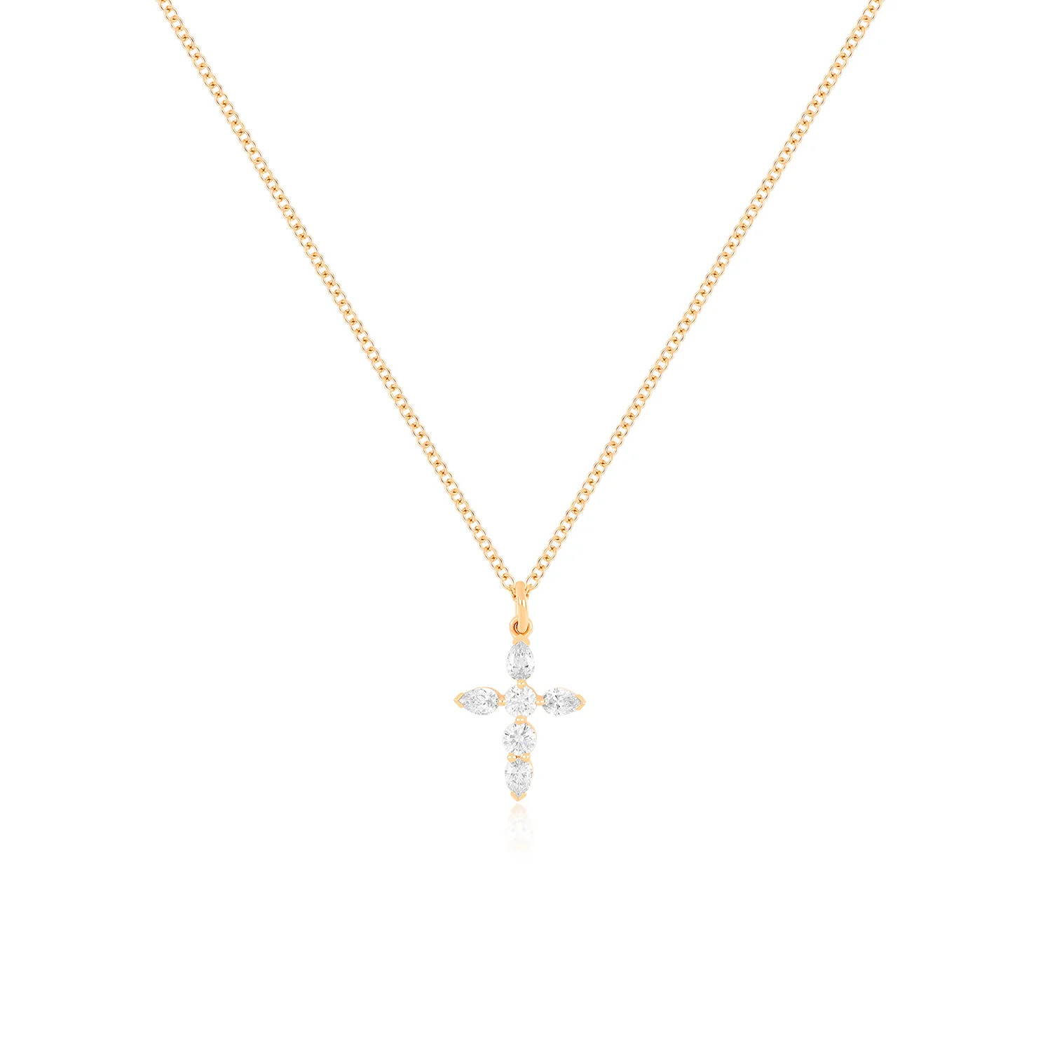 Prong Set Diamond Cross Necklace | EF Collection