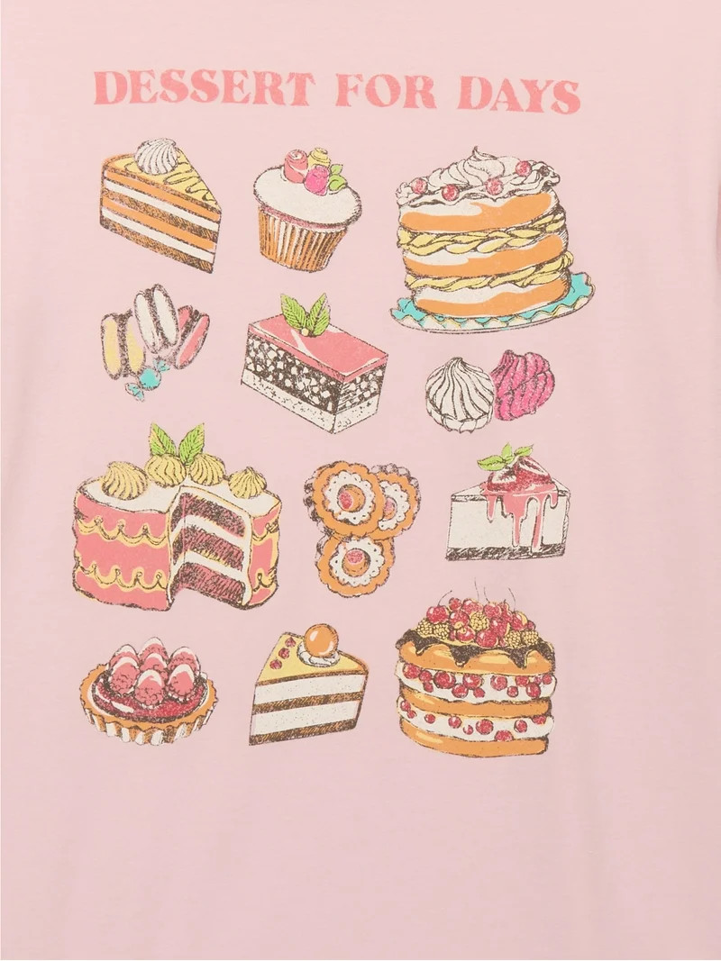 Wonder Nation Girls Dessert for Days Graphic Tee with Short Sleeves, Sizes 4-18 | Walmart (US)