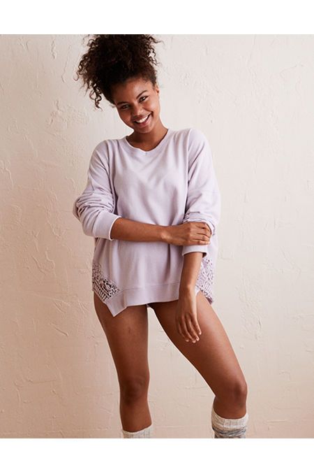 Aerie Lace Bottom Sweatshirt | American Eagle Outfitters (US & CA)