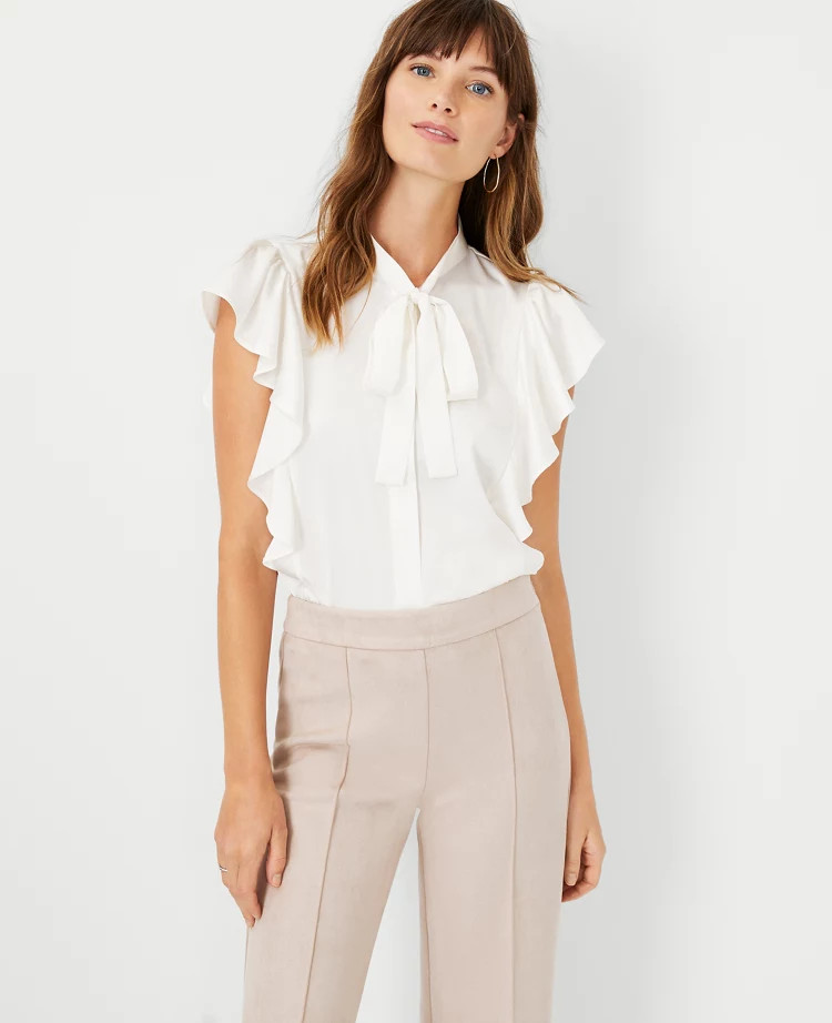 Tie Neck Ruffle Top | Ann Taylor (US)