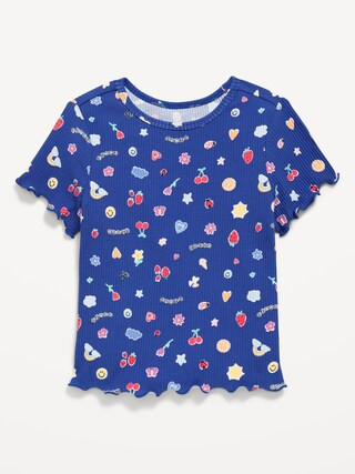Printed Short-Sleeve Lettuce-Edge T-Shirt for Toddler Girls | Old Navy (US)