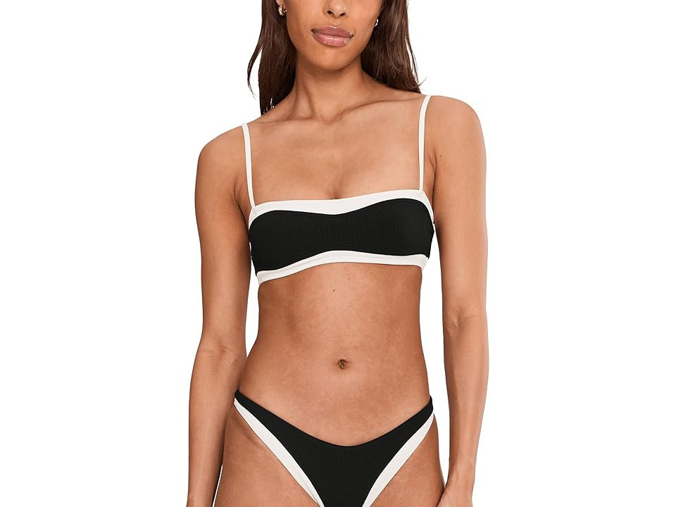 L*Space Madison Top Women's Clothing Black/Cream : MD, Nylon/Spandex | Zappos