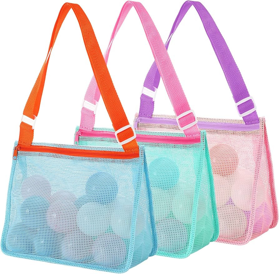MARFOREVER 3 Pack Beach Toy Mesh Bag Kids Sand Shell Collecting Totes for Holding Shells Toys Swi... | Amazon (CA)